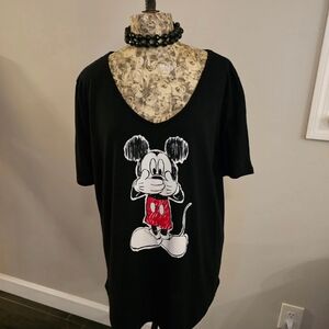 Womens Disney Black 3xl Mickey Mouse Pullover T shirt